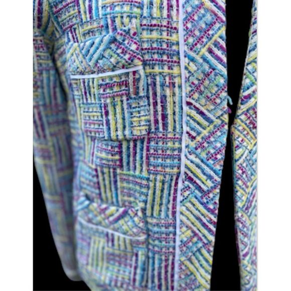 Silkland Tweed Silk Blend Blazer Sz. M Lined Pickets Spring Mothers Day - Picture 6 of 10